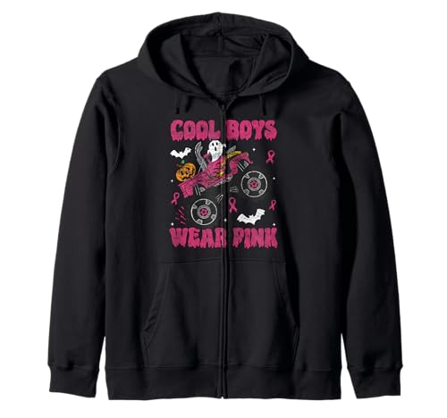 Coole Jungs tragen rosa Monster Truck Halloween-Brustkrebs Kapuzenjacke Coole Jungs tragen rosa Monster Truck Halloween-Brustkrebs Kapuzenjacke von Breast Cancer Awareness Women Gifts Pink Ribbon