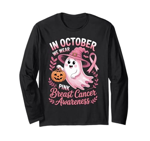 Brustkrebs Frauen Halloween im Oktober tragen wir rosa Langarmshirt von Breast Cancer Awareness for Women Men
