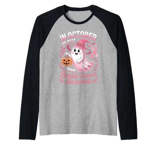 Brustkrebs Frauen Halloween im Oktober tragen wir rosa Raglan von Breast Cancer Awareness for Women Men
