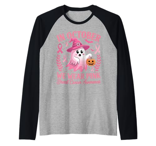 Brustkrebs Frauen Halloween im Oktober tragen wir rosa Raglan von Breast Cancer Awareness for Women Men