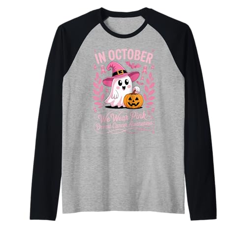 Brustkrebs Frauen Halloween im Oktober tragen wir rosa Raglan von Breast Cancer Awareness for Women Men