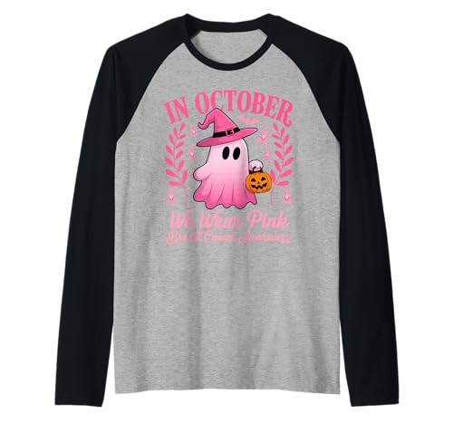 Brustkrebs Frauen Halloween im Oktober tragen wir rosa Raglan von Breast Cancer Awareness for Women Men