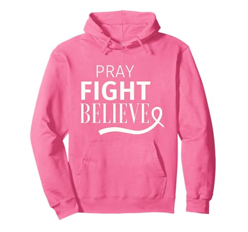 Rosa Brustkrebs-Bewusstsein Frauen dezent minimalistisch Band Pullover Hoodie Rosa Brustkrebs-Bewusstsein Frauen dezent minimalistisch Band Pullover Hoodie von Breast Cancer Christian Pray Fight Believe Girls