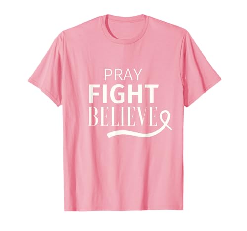 Rosa Brustkrebs-Bewusstsein Frauen dezent minimalistisch Band T-Shirt Rosa Brustkrebs-Bewusstsein Frauen dezent minimalistisch Band T-Shirt von Breast Cancer Christian Pray Fight Believe Girls
