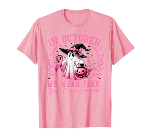 Im Oktober tragen wir rosa Brustkrebs-Outfit Frauen Halloween T-Shirt von Breast Cancer Costume Shirts For Women Girls Kids