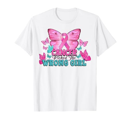 Krebs hat das falsche Mädchen ausgewählt Schmetterling Breast Cancer Warrior T-Shirt Krebs hat das falsche Mädchen ausgewählt Schmetterling Breast Cancer Warrior T-Shirt von Breast Cancer Picked The Wrong Girl Butterfly Tee