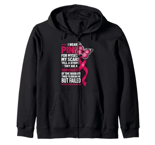 Ich trage Rosa für Mich Brustkrebs-Frauen Meine Narben sind ausgefallen Kapuzenjacke Ich trage Rosa für Mich Brustkrebs-Frauen Meine Narben sind ausgefallen Kapuzenjacke von Breast Cancer Survivor Pink Ribbon Butterfly