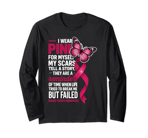 Ich trage Rosa für Mich Brustkrebs-Frauen Meine Narben sind ausgefallen Langarmshirt Ich trage Rosa für Mich Brustkrebs-Frauen Meine Narben sind ausgefallen Langarmshirt von Breast Cancer Survivor Pink Ribbon Butterfly