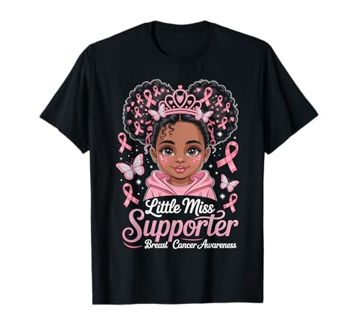 Black Girl Brustkrebs-Unterstützer Pink Oktober Tochter Kind T-Shirt von Breast Cancer Tees NYC