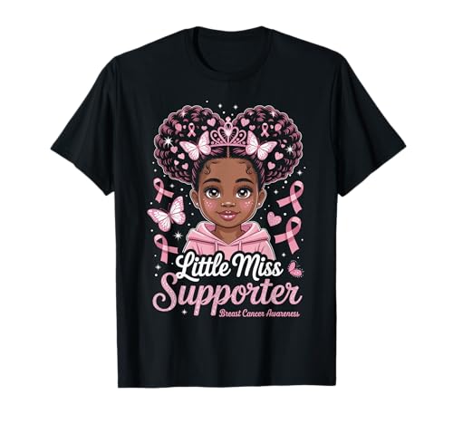 Black Girl Brustkrebs-Unterstützer Pink Oktober Tochter Kind T-Shirt von Breast Cancer Tees NYC