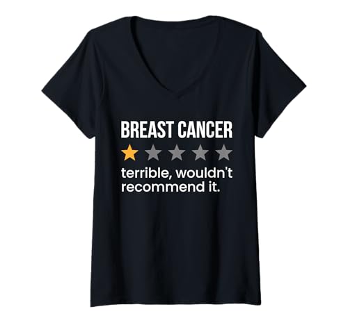 Damen Brustkrebs One Star Bewertung Krebs Bewusstsein Survivor T-Shirt mit V-Ausschnitt Damen Brustkrebs One Star Bewertung Krebs Bewusstsein Survivor T-Shirt mit V-Ausschnitt von Breast Cancer Warrior Designs for Awareness