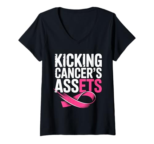 Damen Brustkrebs Überlebende Unterstützung: Krebs Besiegerin T-Shirt mit V-Ausschnitt Damen Brustkrebs Überlebende Unterstützung: Krebs Besiegerin T-Shirt mit V-Ausschnitt von Breast Cancer Warrior Support Movement