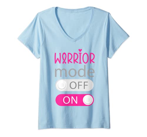 Damen Warrior Mode Survivor Warrior Pink Ribbon Brustkrebs T-Shirt mit V-Ausschnitt Damen Warrior Mode Survivor Warrior Pink Ribbon Brustkrebs T-Shirt mit V-Ausschnitt von Breast Cancer Warrior Survivor Gifts for Women Men