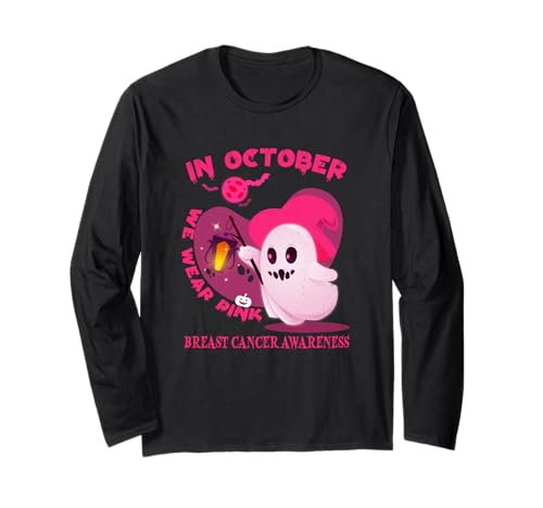 Brustkrebs Frauen Halloween im Oktober tragen wir rosa Langarmshirt von Breast Cancer for women me kids