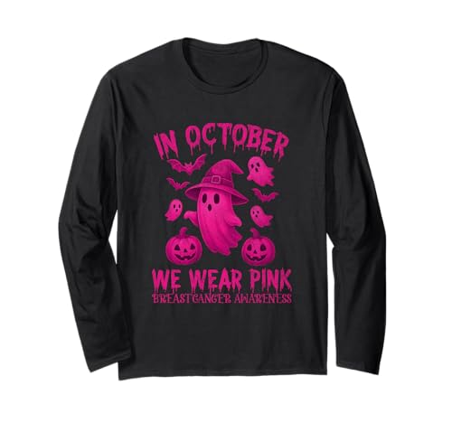 Brustkrebs Frauen Halloween im Oktober tragen wir rosa Langarmshirt von Breast Cancer for women me kids