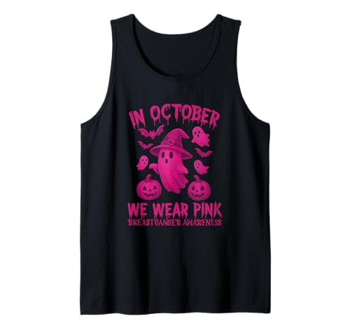 Brustkrebs Frauen Halloween im Oktober tragen wir rosa Tank Top von Breast Cancer for women me kids