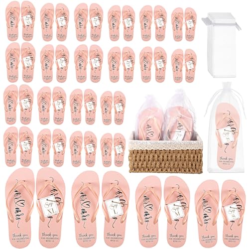 Breathffy 24 Paar Hochzeits-Flip-Flops Bulk-Hausschuhe, Flip-Flops für Damen, Hochzeitssandalen mit Größenkarten, Kordelzugbeutel, Roségold, Small-X-Large Breathffy 24 Paar Hochzeits-Flip-Flops Bulk-Hausschuhe, Flip-Flops für Damen, Hochzeitssandalen mit Größenkarten, Kordelzugbeutel, Roségold, Small-X-Large von Breathffy