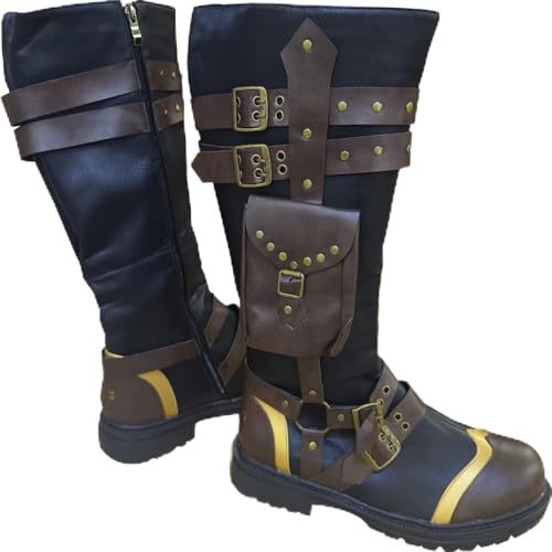 Breathffy Herren Mittelalter Steampunk Stiefel Renaissance Piraten Kostüm Stiefel Wikinger Schuhe für Halloween Cosplay Kostüm, Braun, 43 EU Breathffy Herren Mittelalter Steampunk Stiefel Renaissance Piraten Kostüm Stiefel Wikinger Schuhe für Halloween Cosplay Kostüm, Braun, 43 EU von Breathffy