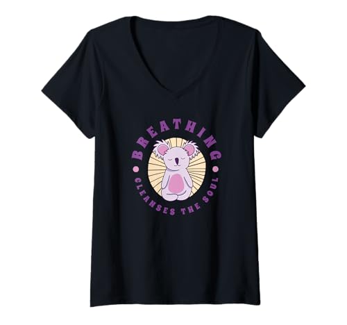 Damen Breathing Cleanses The Soul - Lustige Meditation T-Shirt mit V-Ausschnitt Damen Breathing Cleanses The Soul - Lustige Meditation T-Shirt mit V-Ausschnitt von Breathing Cleanses The Soul