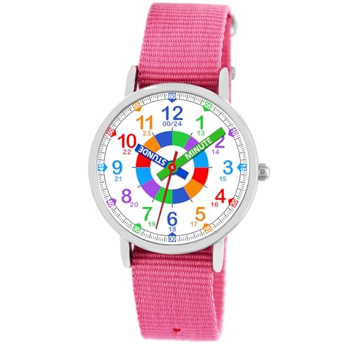 Brecjon Armbanduhr Mädchen Lernuhr Kinder ab 6 Jahren 5 ATM wasserdicht Geschenk Schulanfang Quarz Kinderuhr 3D Design deutsche Uhrenmarke analog 6501 von Brecjon