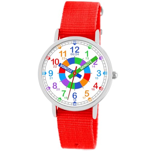 Brecjon Kinder Armbanduhr Mädchen Lernuhr Einschulung Textil Armband analog Quarz rot 6510 Brecjon Kinder Armbanduhr Mädchen Lernuhr Einschulung Textil Armband analog Quarz rot 6510 von Brecjon