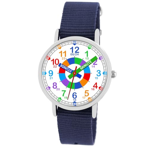 Brecjon Kinder Armbanduhr Mädchen Lernuhr Einschulung Textil Armband analog Quarz violett 6502 von Brecjon