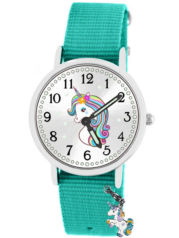 Brecjon Quarzuhr Kinder Armbanduhr Einhorn mit Charms Leuchtsterne Wechselarmband 5ATM, Mix und Match Design - kostenloser Versand von Brecjon