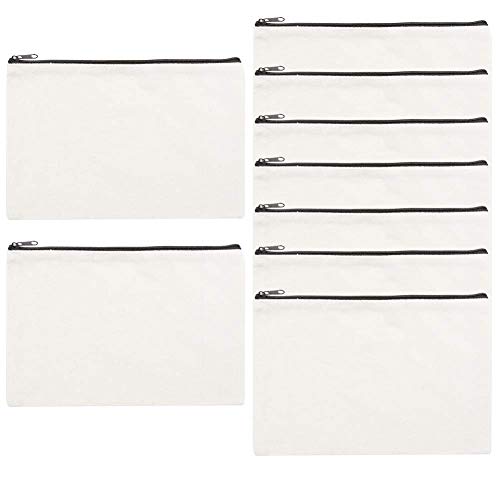 Breeshy 9Er Pack Blank DIY Basteltasche Canvas Pen Case Make-Up Bleistift Tasche Mehrzweck Kosmetiktasche von Breeshy