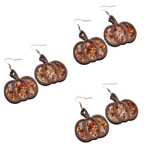 Breeshy Ohrringe für Herbst Thanksgiving Halloween Kürbis Holz Intarsien Ohrringe Acryl Pailletten Hohl Mode von Breeshy