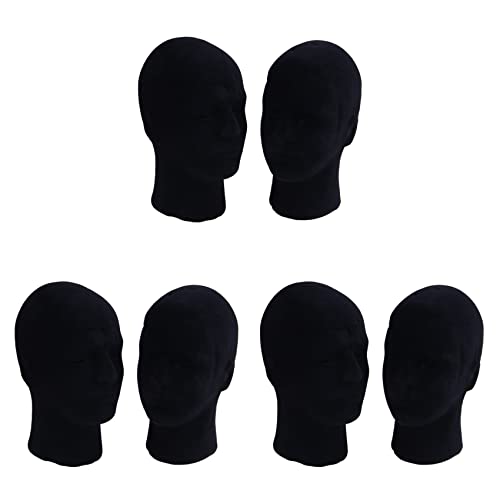Breeshy Polystyrol Schwarz Schaum Herren Modell Mannequinkopf Dummy Stand Shop Display Hut, 6 x SCHWARZ von Breeshy