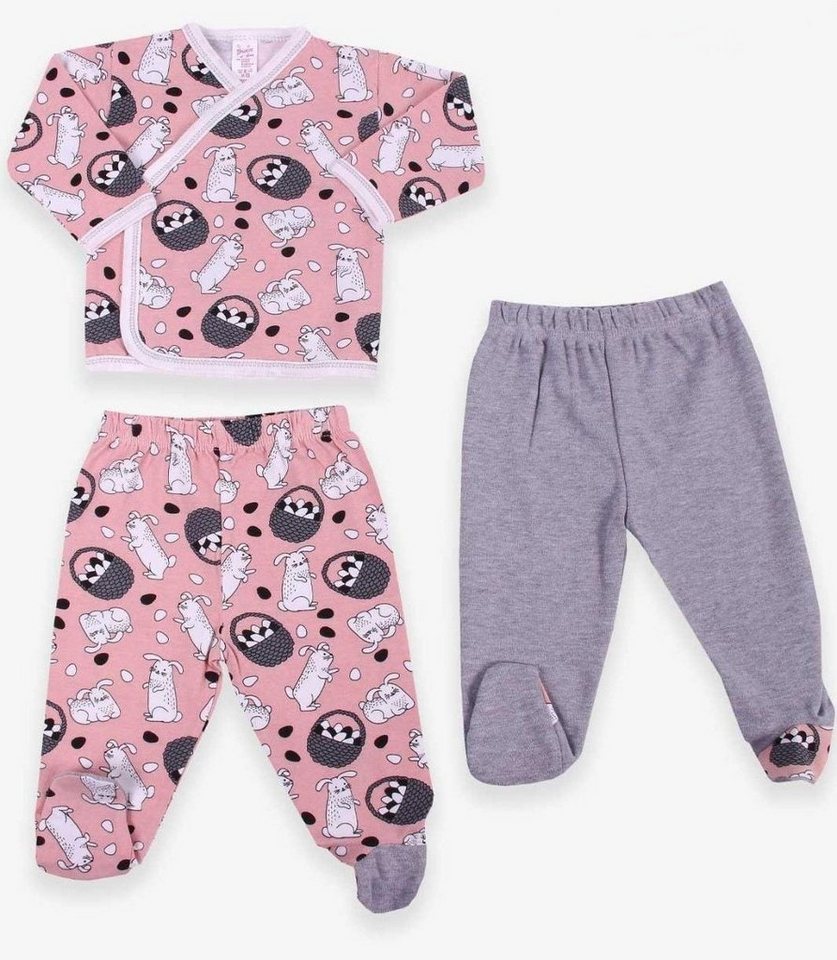 Breeze Neugeborenen-Geschenkset Baby 3er Sets (3er Set, Oberteil, Unterteile) 3Teiler niedliche Designs Print Design von Breeze