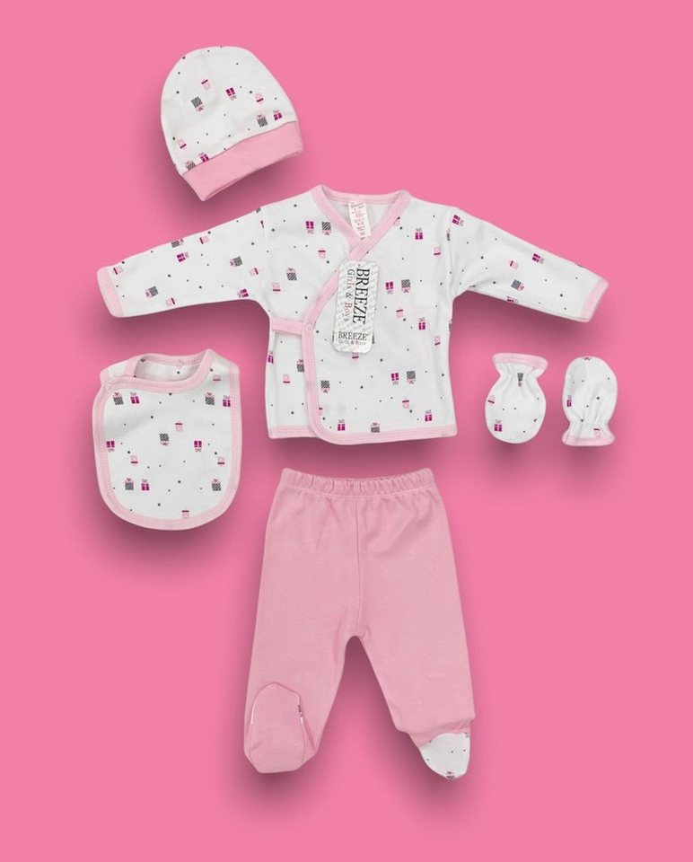 Breeze Neugeborenen-Geschenkset Baby Set (5er Set, 5-tlg., hose oberteil sabbertuch) 100% Baumwolle von Breeze