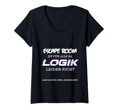 Damen Escape Room Logik T-Shirt mit V-Ausschnitt Damen Escape Room Logik T-Shirt mit V-Ausschnitt von Breezy Design Art
