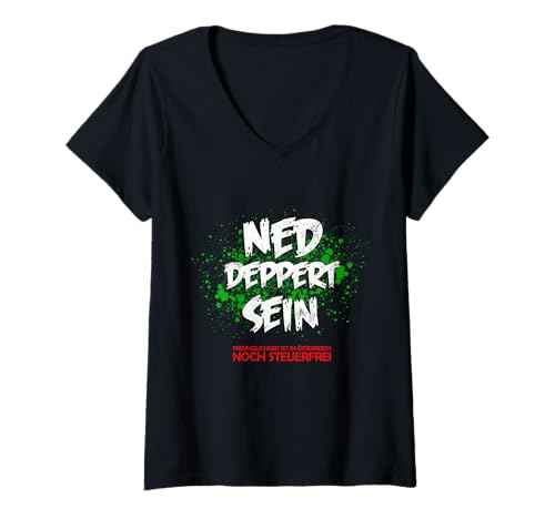 Damen NED DEPPERT Sein T-Shirt mit V-Ausschnitt von Breezy Design Art