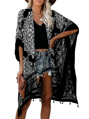 Breezy Lane Damen Badeanzug Cover Up Kimono Boho Loose Sommer Strickjacke Bikini Beachwear Cardigan Resort Bekleidung von Breezy Lane
