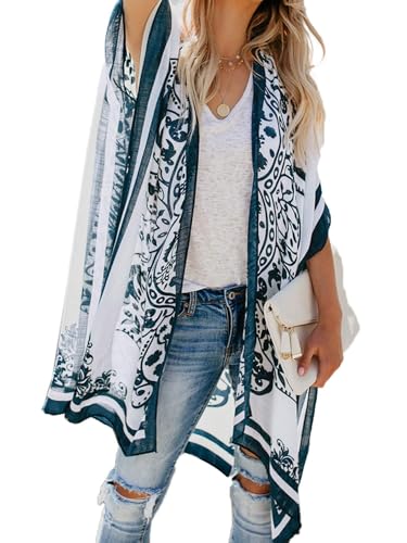 Breezy Lane Damen Badeanzug Cover Up Kimono Boho Loose Sommer Strickjacke Bikini Beachwear Cardigan Resort Bekleidung von Breezy Lane