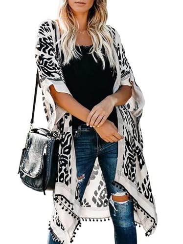 Breezy Lane Damen Badeanzug Cover Up Kimono Boho Loose Sommer Strickjacke Bikini Beachwear Cardigan Resort Bekleidung von Breezy Lane
