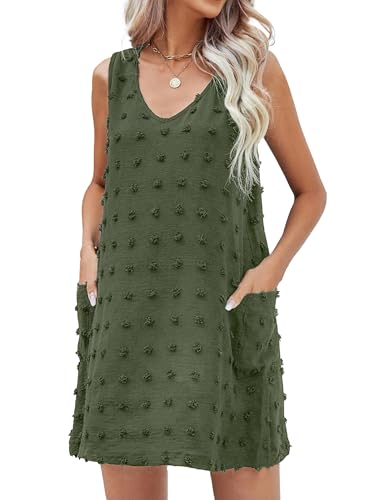 Breezy Lane Damen Sommer ärmelloses Strandabdeckungskleid Schweizer Polka Dot Kleid mit Taschen von Breezy Lane