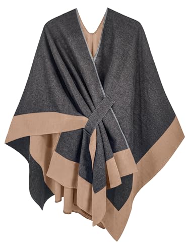breezy lane Damen Poncho Schal Strick Cape Reversible Wraps Elegant Übergroße Ruana Cardigan Geschenke für Mutter von breezy lane