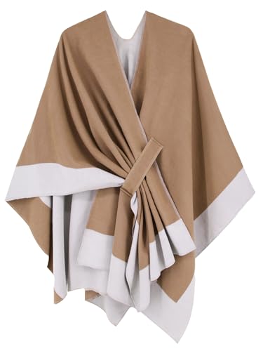 breezy lane Damen Poncho Schal Strick Cape Reversible Wraps Elegant Übergroße Ruana Cardigan Geschenke für Mutter von breezy lane