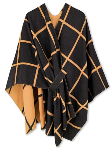 breezy lane Damen Poncho Schal Strick Cape Reversible Wraps Elegant Übergroße Ruana Cardigan Geschenke für Mutter von breezy lane