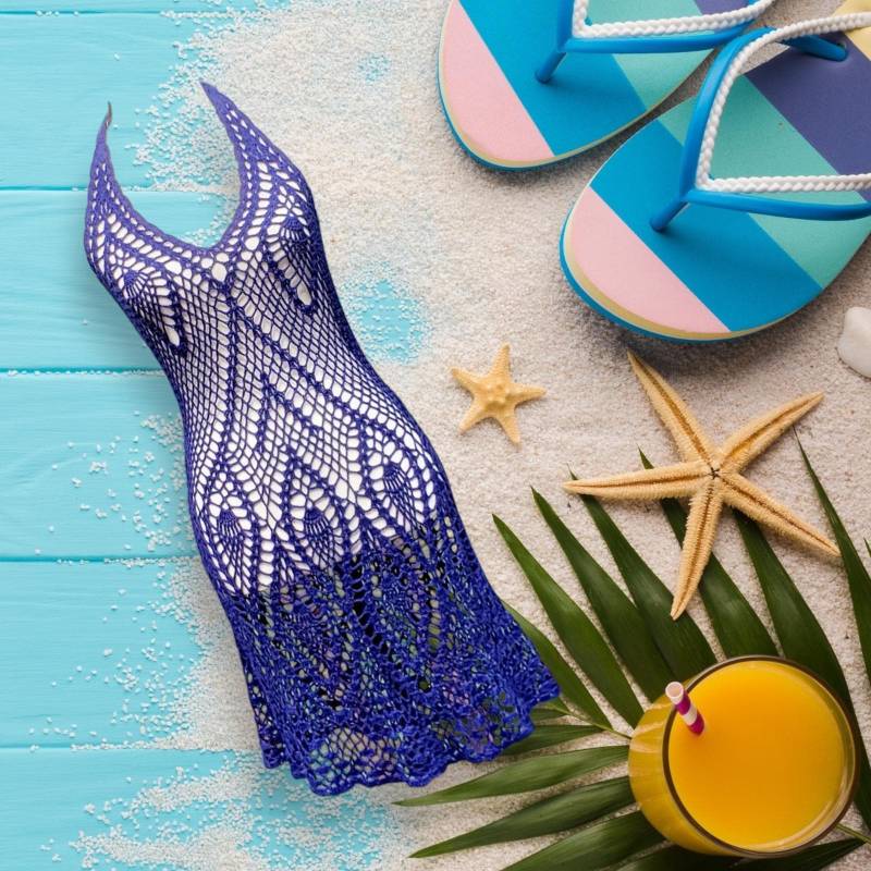 Benutzerdefinierte Crochet Beach Cover-Up Neckholder-Kleid Mit Offenem Rücken von BreezyLoops