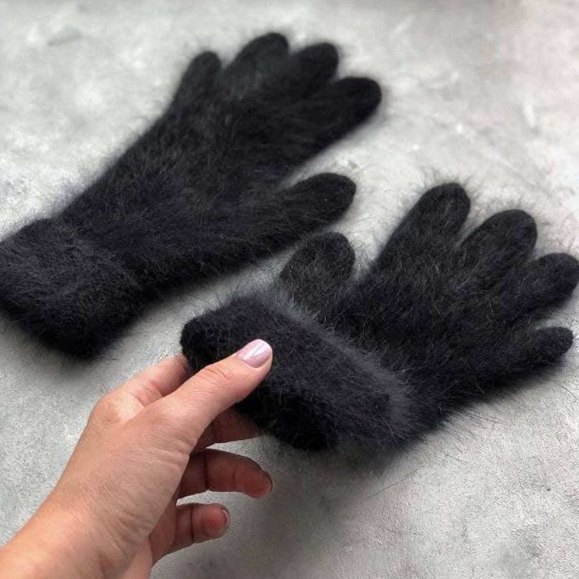 Angora Strick Handschuhe Frauen Fäustlinge Schwarze Kaninchen Winter Geschenk Für Sie von BregoliDesignShop