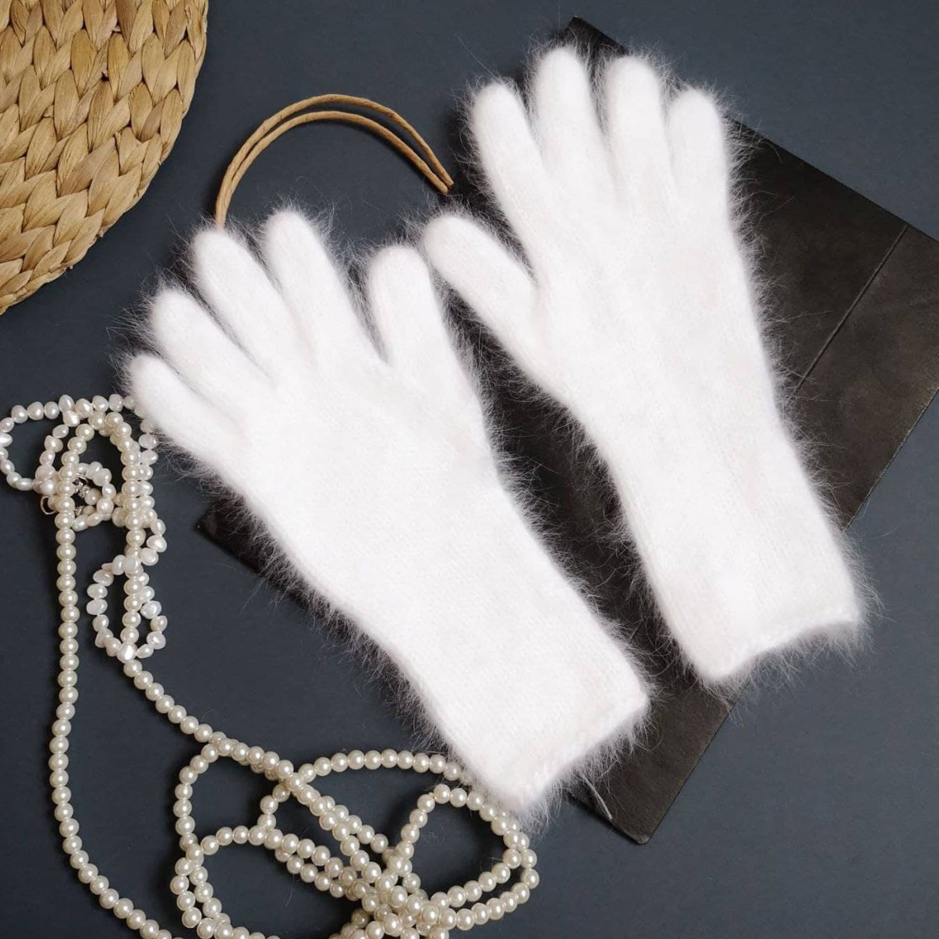 Weiße Strick Angora Handschuhe Frauen Fäustlinge Hut Kaninchen Winter Geschenk Für Sie von BregoliDesignShop