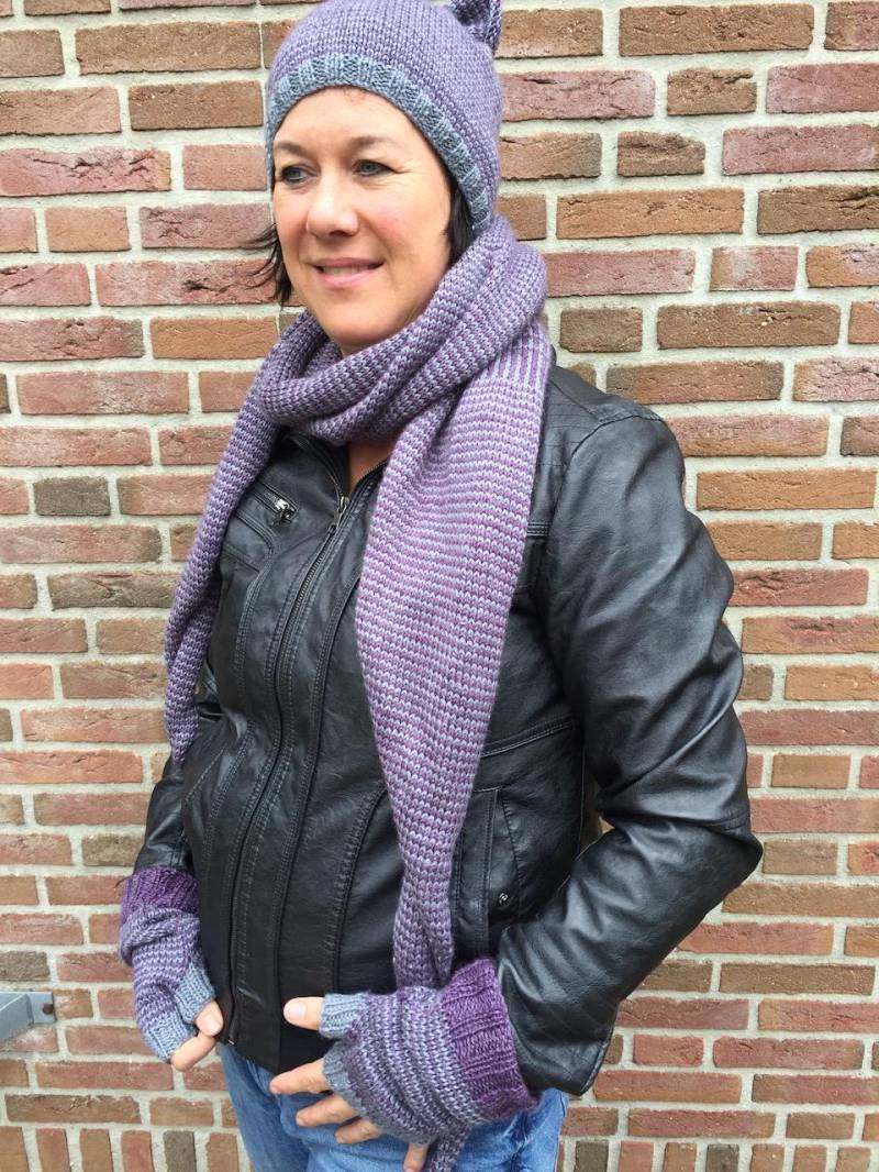 Sale Gestreifte Mütze, Schal Und Pulswärmer von Breicreaties