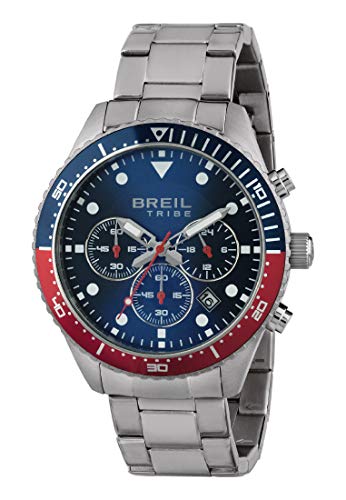 Breil Tribe Herren Chronograph Sail Sport Edelstahl Silber-Blau-Rot 42mm, Wasserdichtigkeit: 10 Bar, EW0443 von Breil