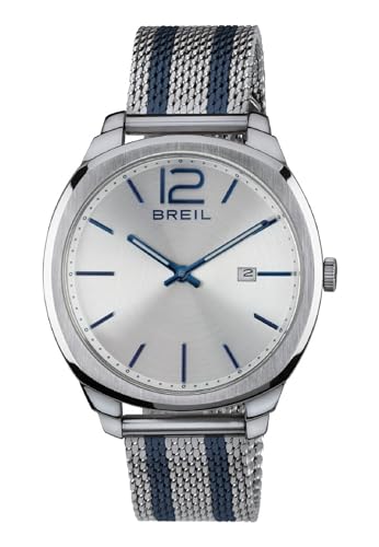 Breil Uhr Herren Clubs Ziffernblatt Silber Bewegung NUR Zeit Quartz e Bracelet Farbiger Stahl Silber, BLAU TW1728 von Breil