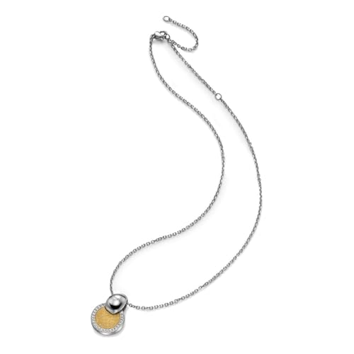 BREIL Breilogy Damenhalskette TJ1682 Runder, champagnerfarbener Anhänger weißen Kristallen- Längenverstellbar,40/50 cm von Breil