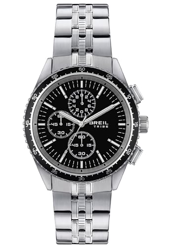 BREIL - Herren-Chronograph Net Collection EW0544 - Herren-Accessoires - Herrenuhr aus Edelstahl mit 42-mm-Gehäusedurchmesser und Verstellbarem Armband von 15,5 bis 21 cm von Breil