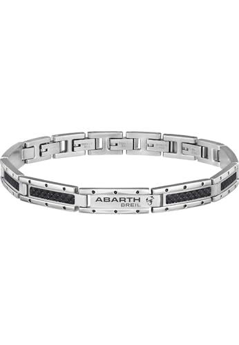 BREIL - Herrenarmband Abarth Collection TJ3101 - Herrenschmuck - Armband aus Poliertem und Gebürstetem Stahl für Herren, mit Karbonfasereinsätzen - Verstellbare Länge von 17,5 bis 22,5 cm von Breil